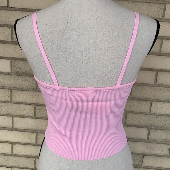 ❌DONATED❌Pink Ribbed Cami Stretchy Crop Top - Picture 7 of 14